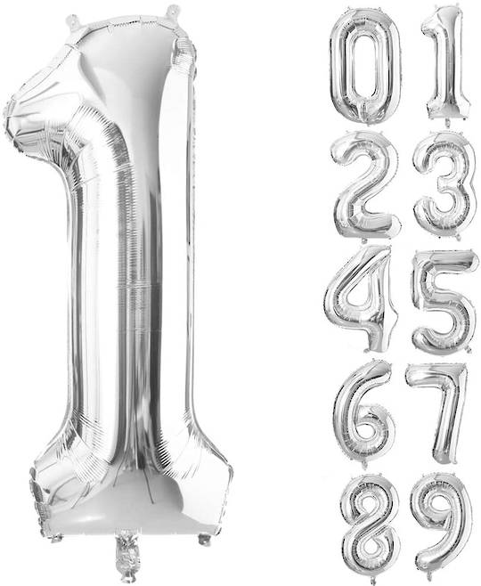 SILVER XL (86cm) Foil Number Balloons - Not filled